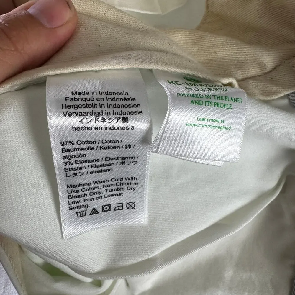J.Crew 1040 Athletic Tapered-Fit Stretch Chino Pant Mens 32x32 White Hand Pocket